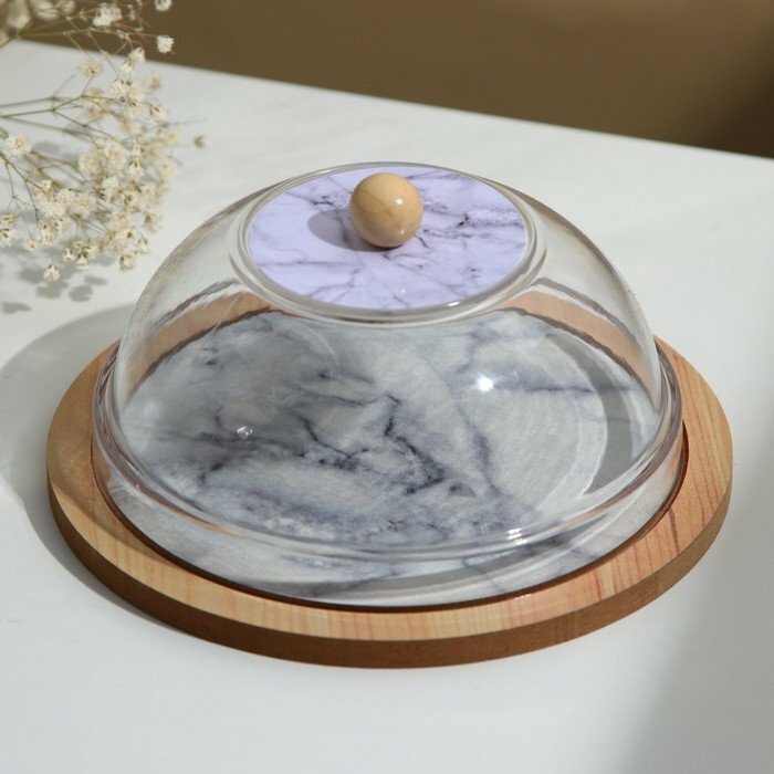 фото Блюдо с крышкой «Белый мрамор», 15 см (комплект из 3 шт)