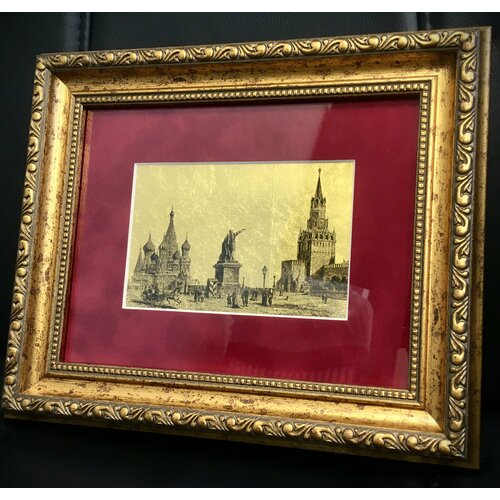 Картина Москва Красная площадь на сусальном золоте