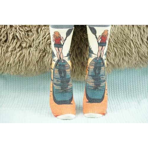 фото Носки шерстянки, размер 35/38, голубой, белый