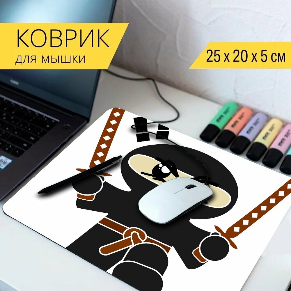 Коврик для мыши с принтом "Ниндзя, комикс, персонаж" 25x20см.