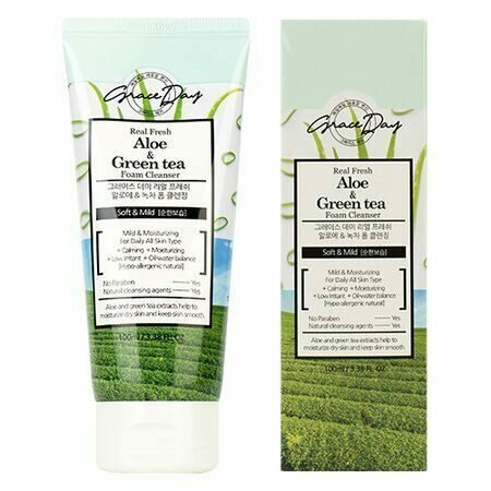 GRACE DAY - Пенка с Алоэ и Зеленым чаем (Real Fresh Aloe & Green Tea Foam Cleancer), 100 мл