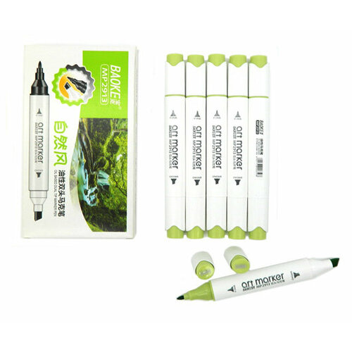 Скетч-маркер CC-22/GG004 BAOKE зеленый травяной светлый Овальный 2х ст (острый+ скош) (6/6/6)