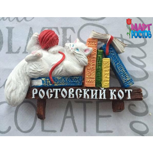 Магнит рельефный Котик с книгами ростовский