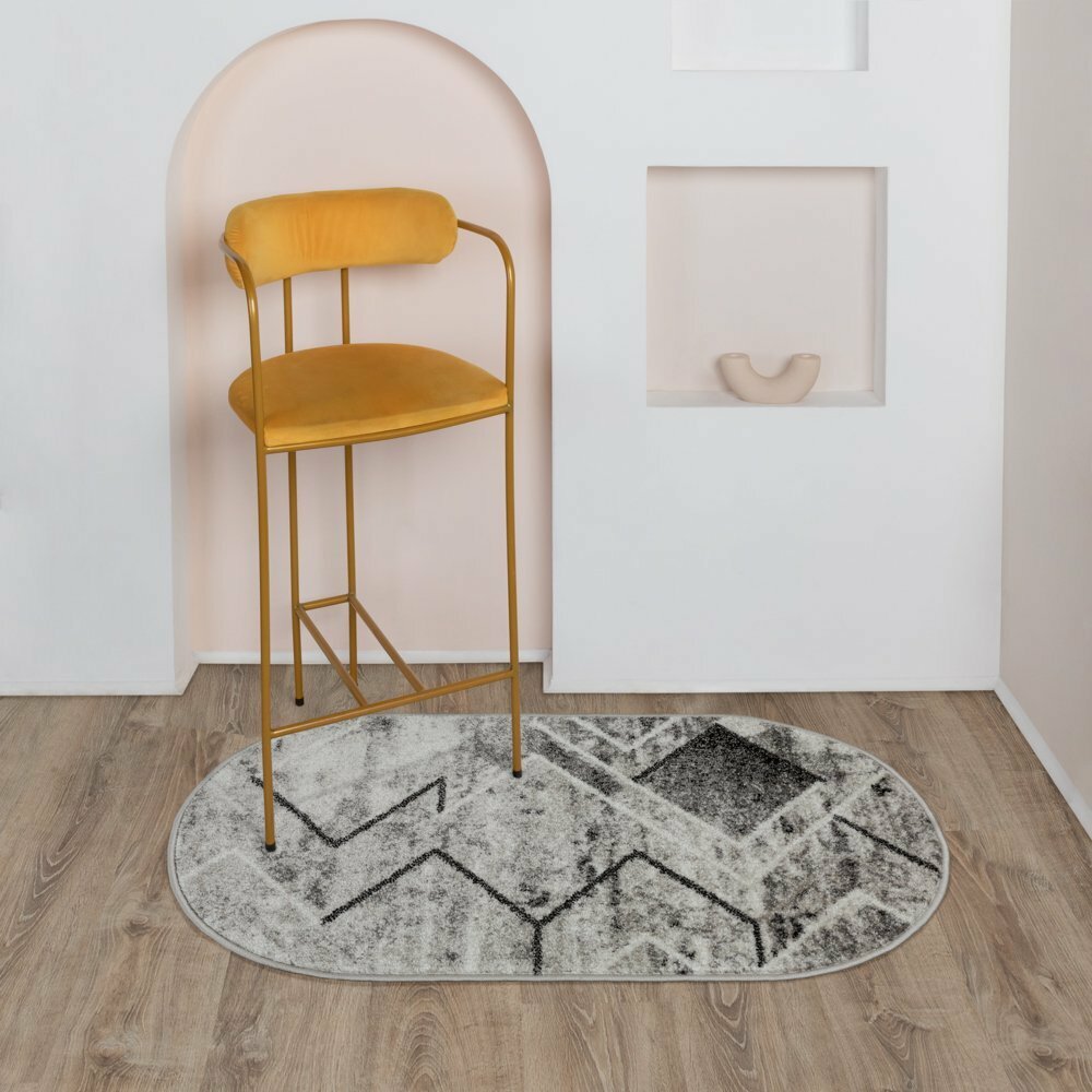 фото Ковер 0,6х1,1 м овальный Agata ромбы серый