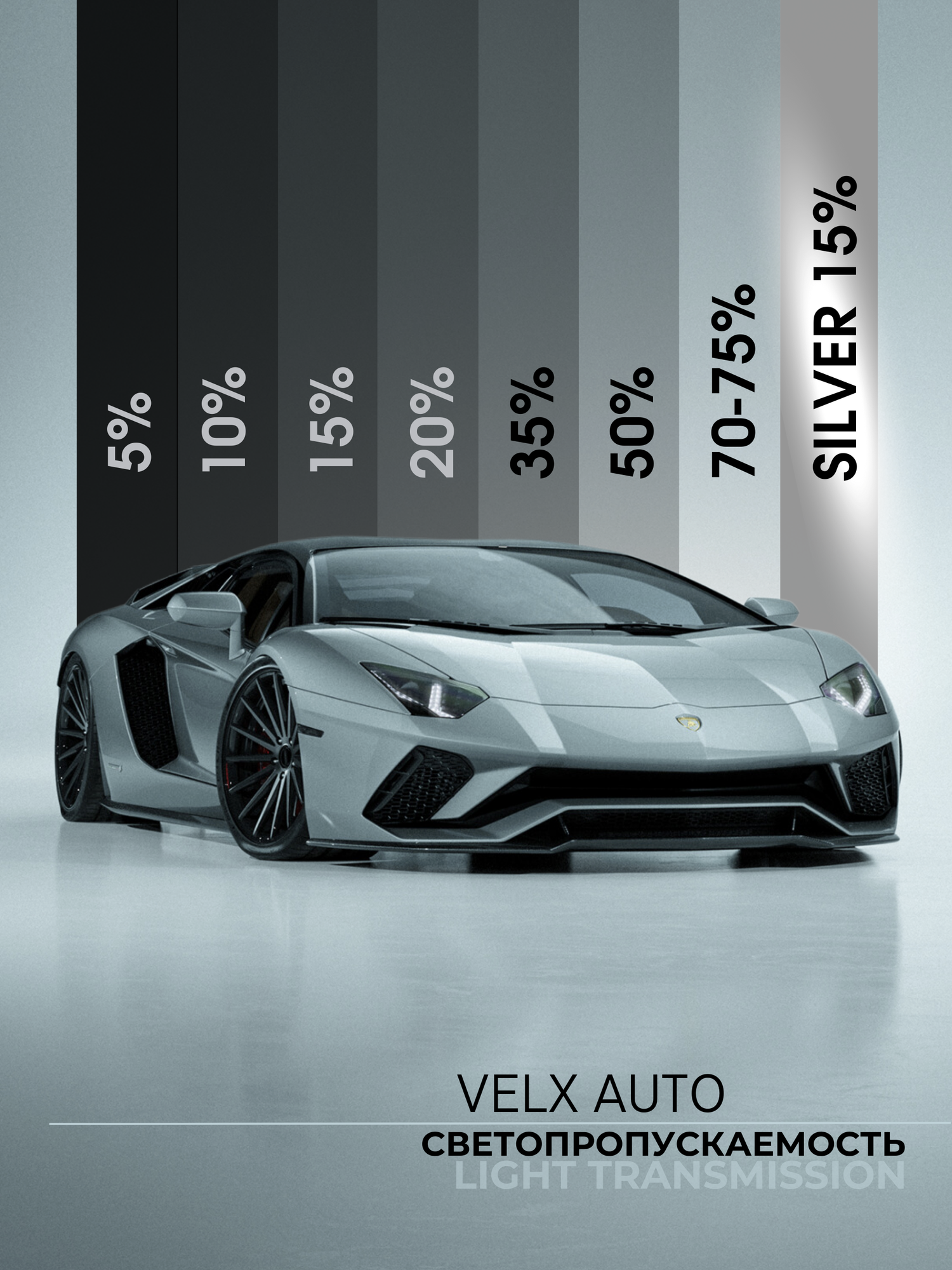 Пленка солнцезащитная тонировочная "VELX EUROWIN AUTO" в тубе 5% (0.5м х 3м) — фото 4