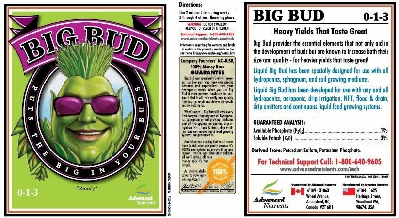 Удобрение стимулирующее цветение Advanced Nutrients Big Bud Liquid 500 мл.