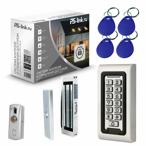 Комплект системы контроля доступа СКУД на одну дверь PS-link S601EM-WP-W-180 / магнитный замок 180 кг / кодовая панель / RFID / WIFI