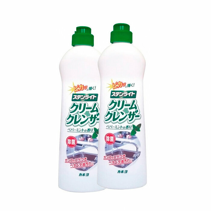 Чистящий и полирующий крем для кухни и ванной с антибактериальным эффектом KANEYO с ароматом мяты 400 г, в комплекте 2 шт.