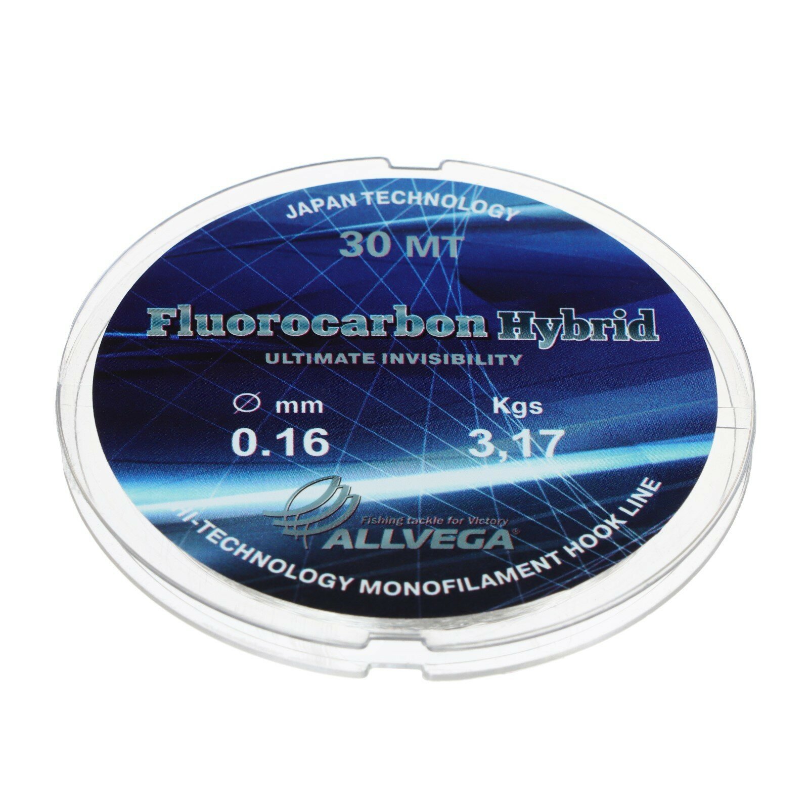 Леска монофильная ALLVEGA Fluorocarbon Hybrid диаметр 0.16 мм тест 3.17 кг 30 м флюорокарбон 65%