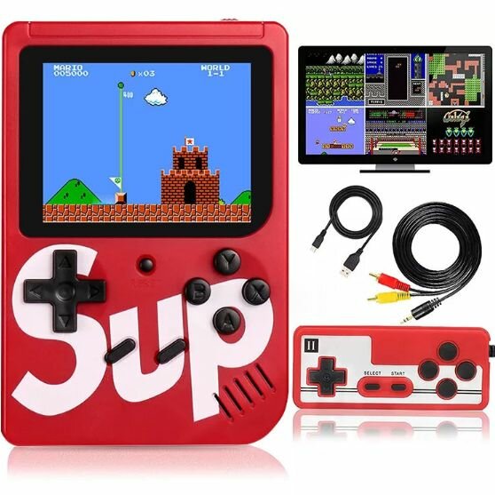 Портативная игровая приставка SUP Gamebox Plus 400 в 1, с джойстиком, красный