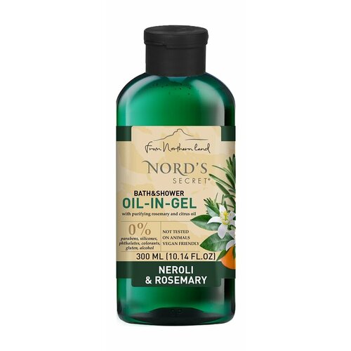 Тонизирующий гель для душа с ароматом нероли и розмарина Nord's Secret Invigorating Bath & Shower Oil-In-Gel Neroli & Rosemary