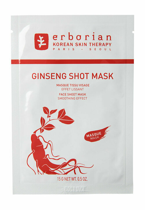 Тканевая маска для лица с экстрактом женьшеня Erborian Ginseng Shot Mask Face Sheet Mask