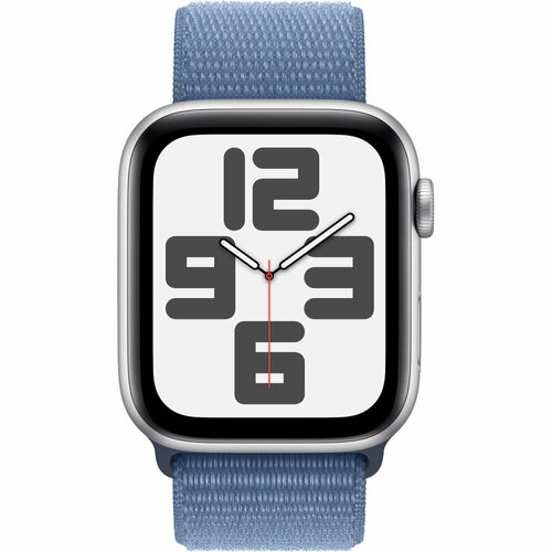 Умные часы Apple Watch SE (2023) 44mm Aluminum Case with Sport Loop Silver/Winter Blue умные часы apple watch se 2022 a2722 40мм темная ночь mnt83ll a