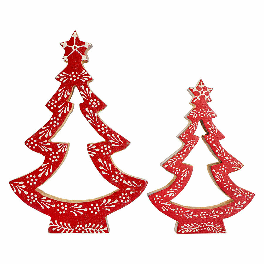 Декор новогодний Елка деревянная статуэтка Christmas trees 15 и 20 см набор из 2 шт New Year Essential Tkano TK23-NY_SET0007