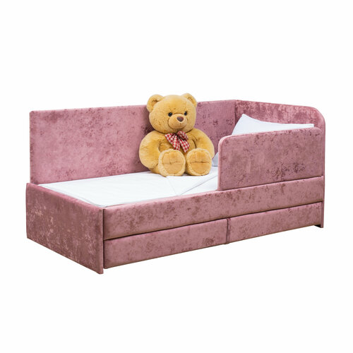 Кровать-диван Непоседа 200*90 см розовая угловая 2-а спальных места, правый угол сборки с защитным бортиком