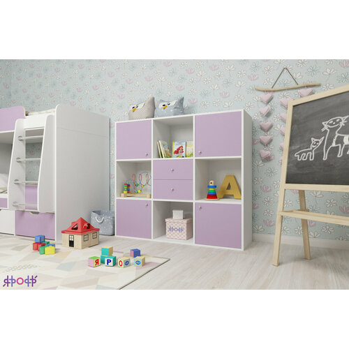 Детский стеллаж Джери Ярофф, белое дерево / ирис