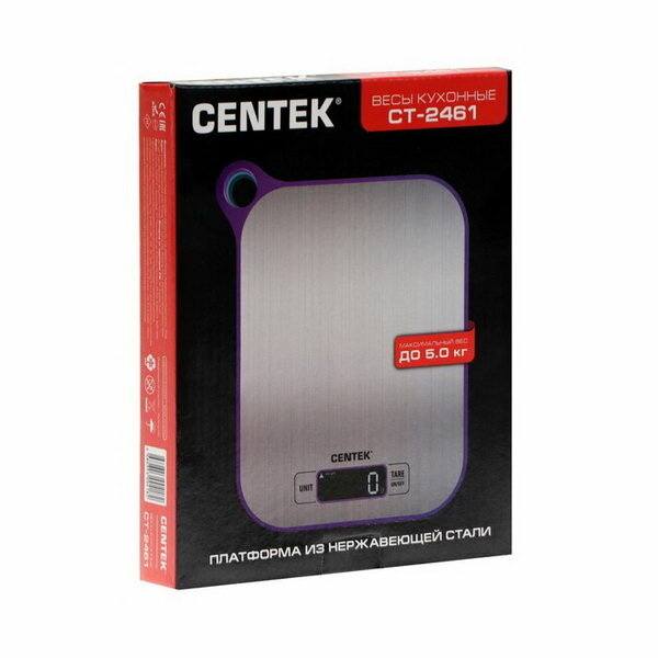 Кухонные весы CENTEK CT-2461, серебристый/фиолетовый - фото №14