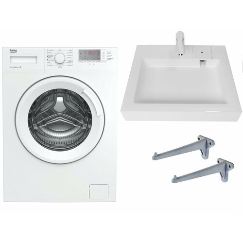 Стиральная машина под раковину Beko WRS 5512 BWW с раковиной Солярис Стандарт 50 над стиральной машиной 3735000₽