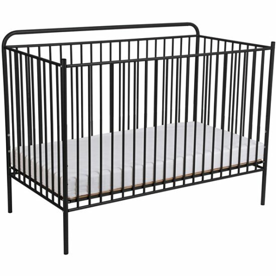 Кроватка-трансформер Polini kids Vintage 400 металлическая, черный матовый