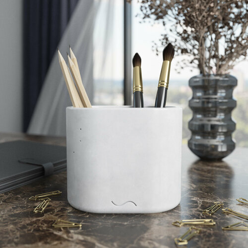 Канцелярский стакан Astrid Duo органайзер для канцелярии 125х85х10 см бетон белый глянцевый 2200₽