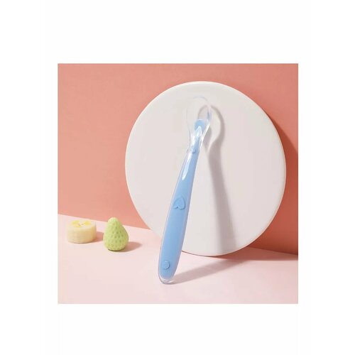 Силиконовая ложка для кормления новорожденных детей, голубая