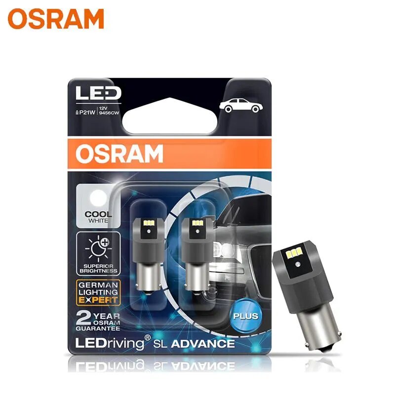 Светодиодная автомобильная лампа Osram P21W BA15s S25 LED White 2шт, 9456CW