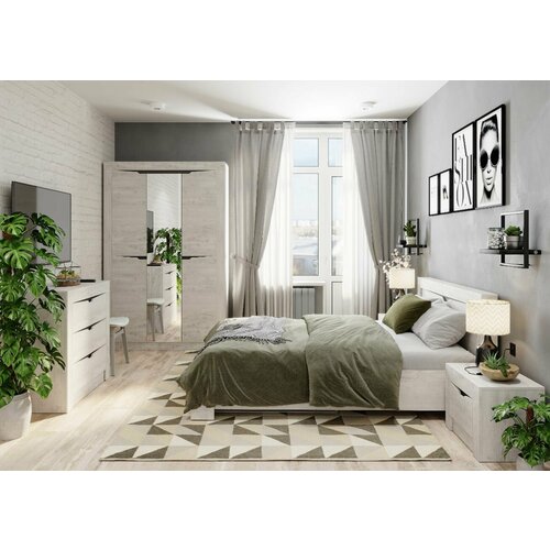 Спальный гарнитур Лео бетон светлый 67900₽