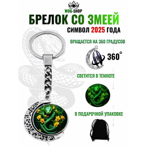 Брелок, под рептилию, Mercedes, серебристый/зеленый
