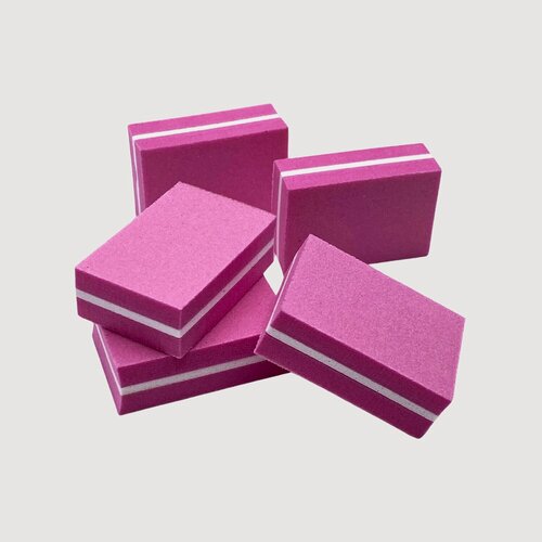 Изображение товара Мини-баф розовый Zoo Nail Art №1585 100/180 грит 5 шт универсальный