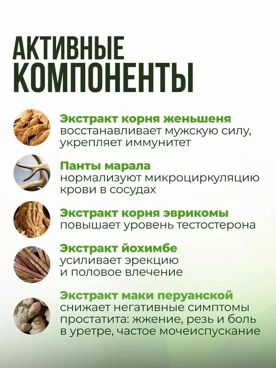 Изображение Таблетки от простатита для мужчин, женьшень корень, Алтея, Уромакс, 20 капсул