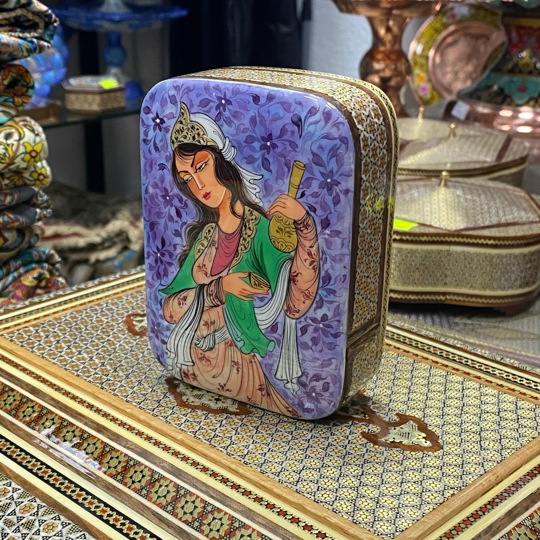 Чехол-футляр Персидский Базар, для покерных карт, ручная роспись, 52 карты — фото 1