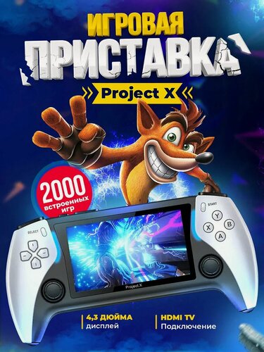 Изображение товара Портативная игровая приставка Project X, с 20 000 игр, черно-белая