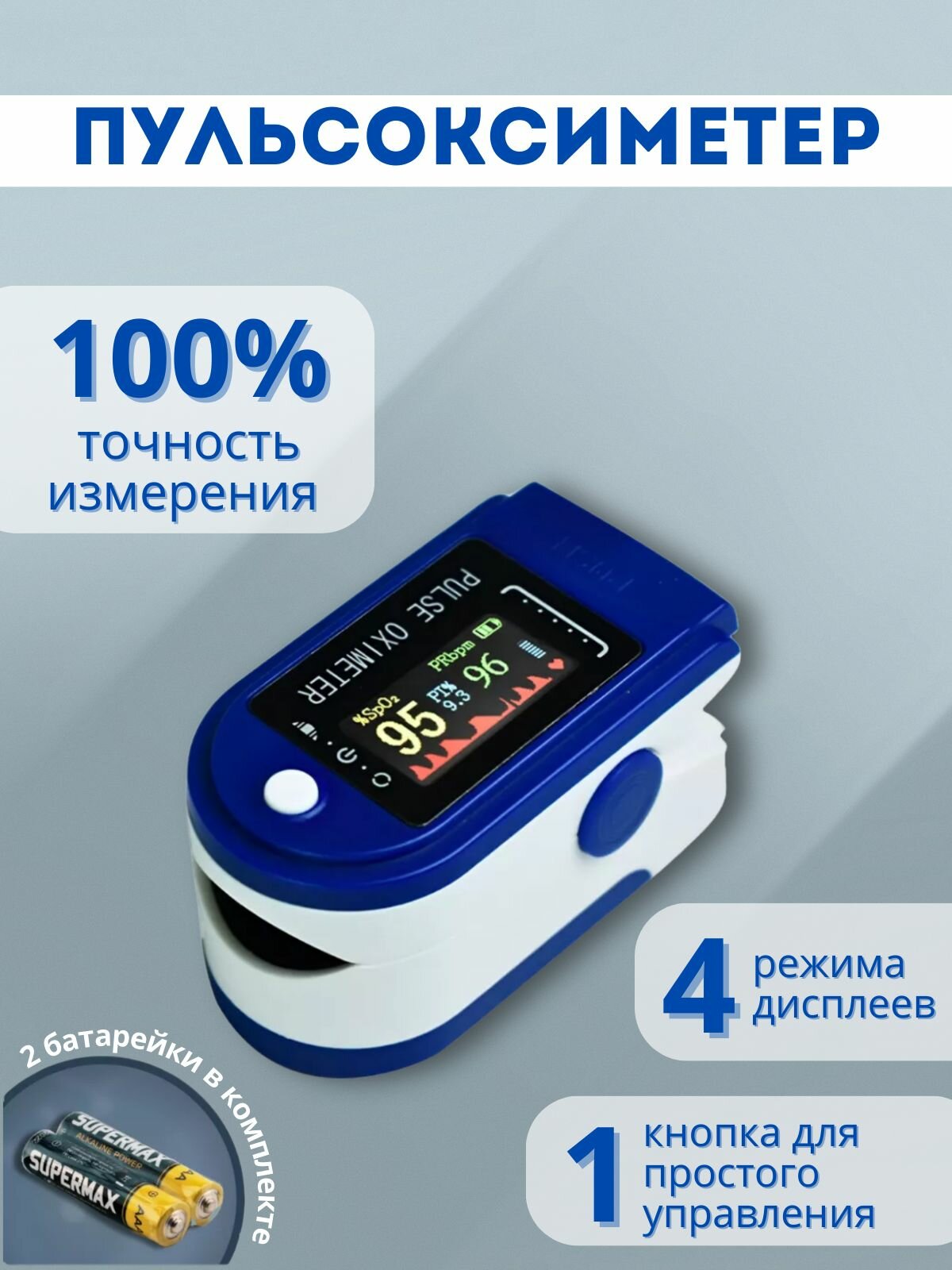 Пульсоксиметр на палец медицинский