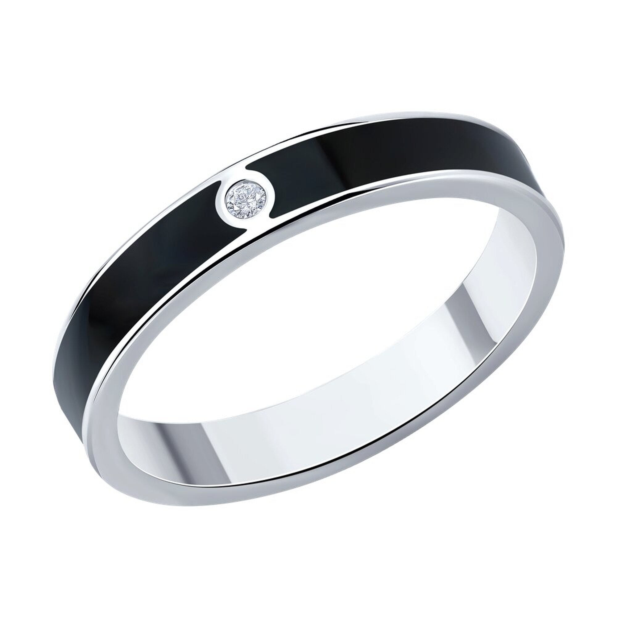 Кольцо Diamant online, серебро, 925 проба, родирование, фианит, эмаль