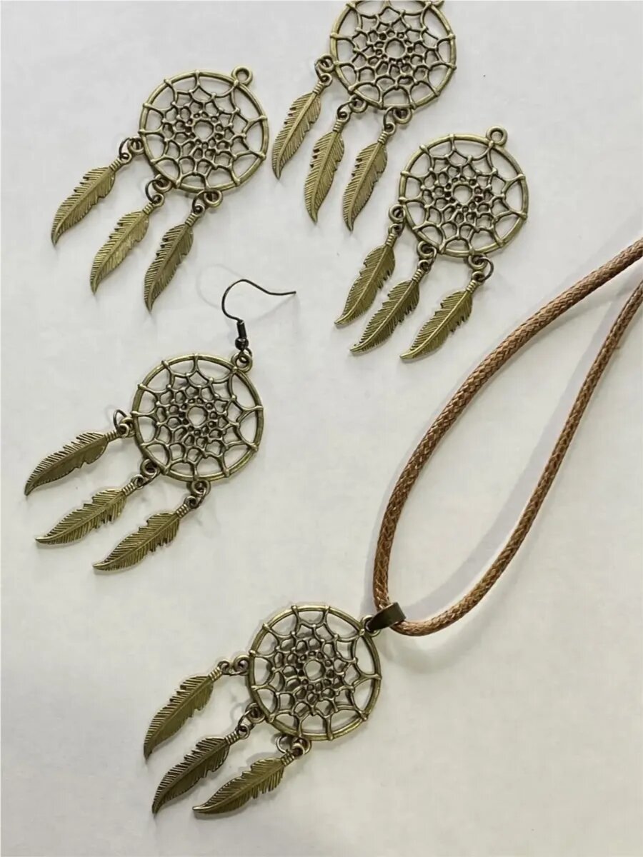 Подвеска "Ловец Снов", бижутерный сплав, длина 6 см, диаметр 2,7 см, 2шт — фото 1