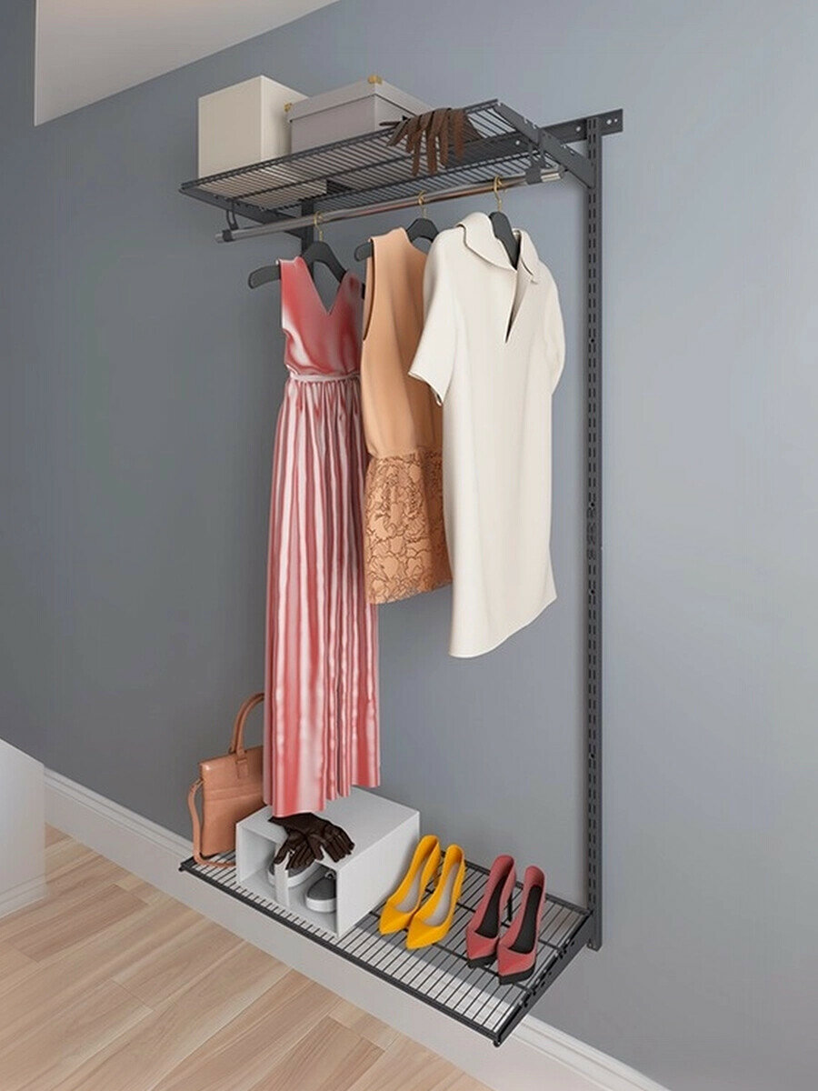 Гардеробная система для организации хранения Практик Basic G90 в графитовом цвете компактная