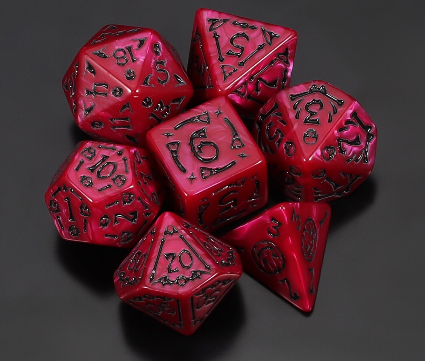 D&D Кости игральные, дайсы, кубики для DND (ДнД) Набор из 6 цветов +мешочек, для настольныхигр/RPG/Pathfinder — фото 1