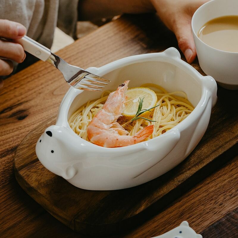 Глубокая керамическая тарелка в форме мишки-CHUNQUE