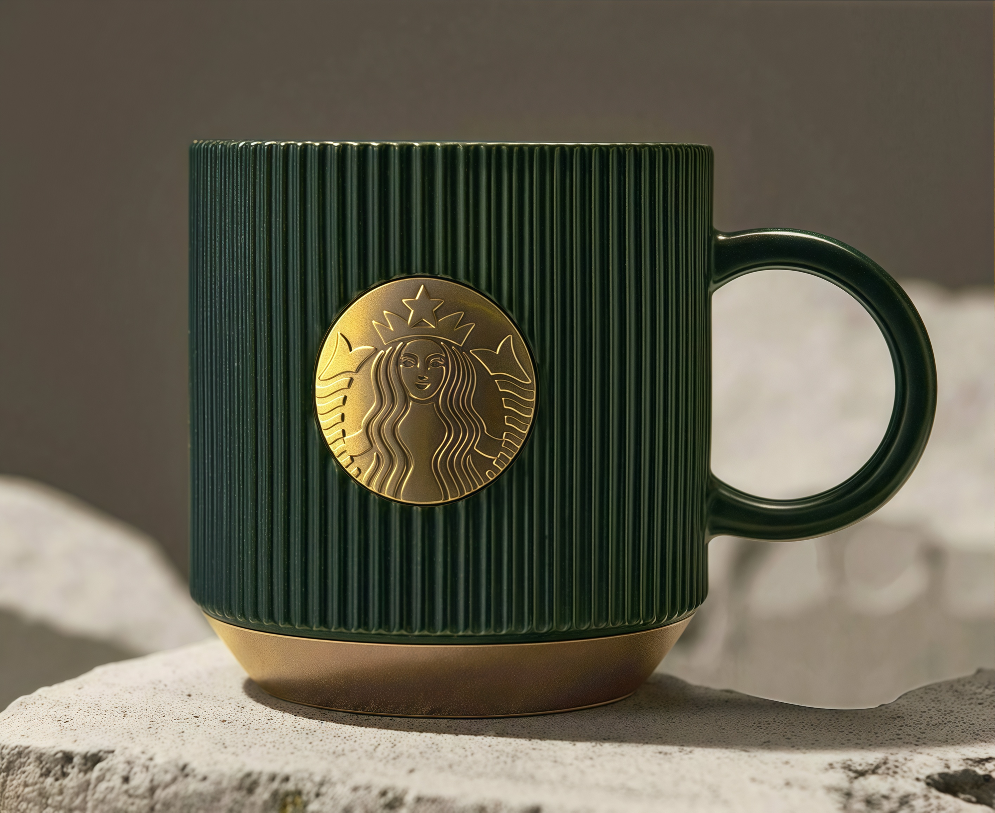 Кружка, керамика, 340мл, глубокая зеленая, с логотипом Starbucks