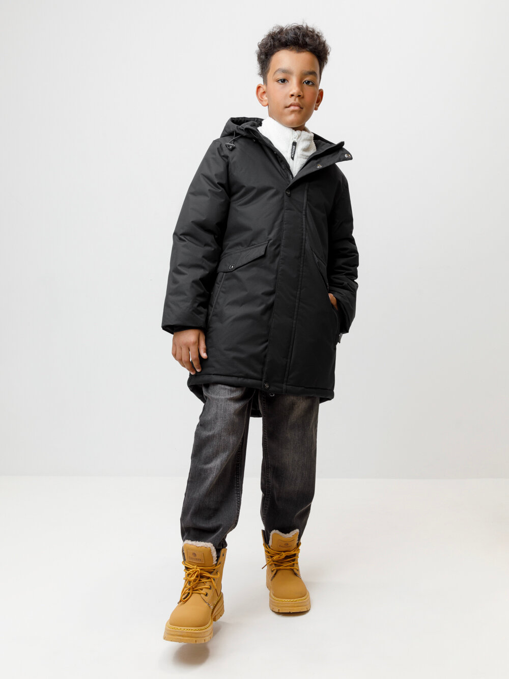 Пальто crockid размер 122-128/64/60 серый