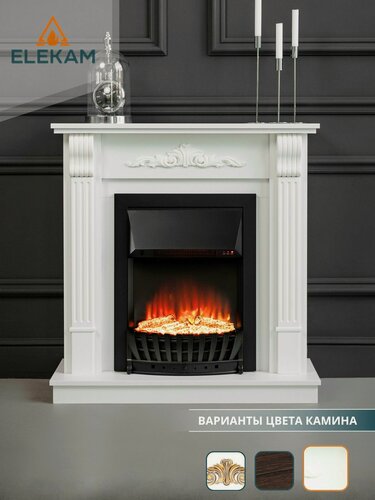 Изображение товара Камин электрический напольный ELEKAM Viola Velar / с порталом и очагом, с обогревом и имитацией огня (Электрокамин)