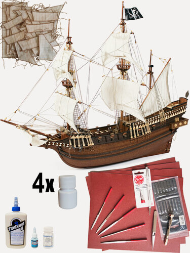 Изображение товара Модель OcCre, пиратский галеон Buccaneer, 170 часов, М.1:100, подарочный набор, паруса, инструменты, краски, лак, клея
