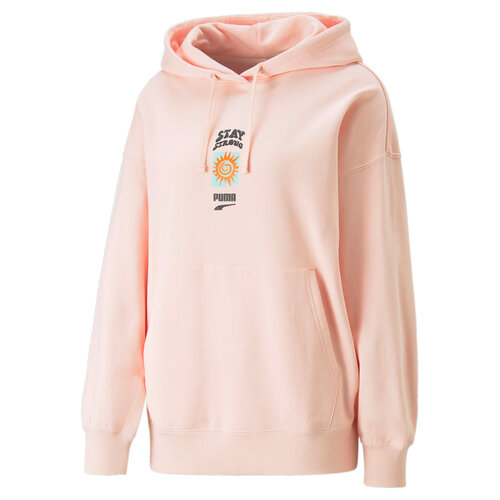 фото Толстовка puma downtown oversized graphic hoodie tr, размер s, розовый