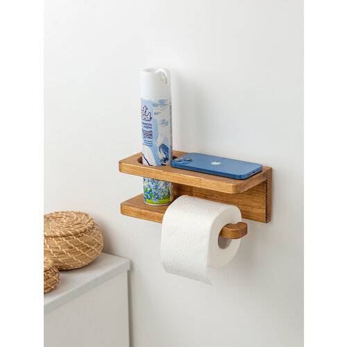 Держатель для туалетной бумаги без сверления с полочкой