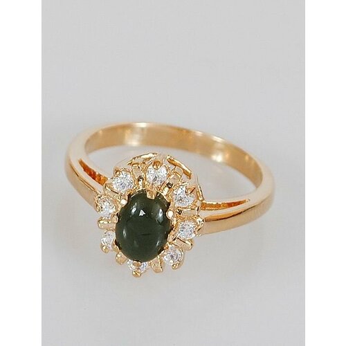 Кольцо ForMyGirl, нефрит, размер 17, зеленый позолоченное кольцо с натуральным агатом эллада