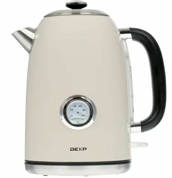 фото Чайник электрический Dexp FD-677, 1.7 л, 2200 Вт, скрытый нагревательный элемент, фильтр, бежевый