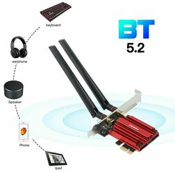 Wi-Fi-адаптер WiFi 6E 5374 Мбит/с , Bluetooth 5.2 PCI Express 802.11AX Intel AX210/ сетевая Wi-Fi карта для ПК Win 10/11