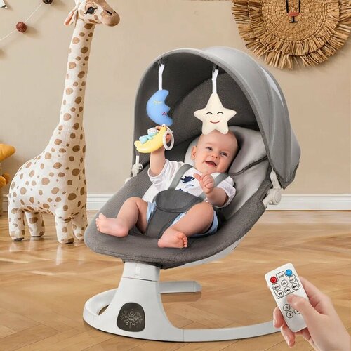 фото Электронные качели шезлонг 3 в 1 dearest pro max grey - для безопасного и комфортного сна вашего малыша!