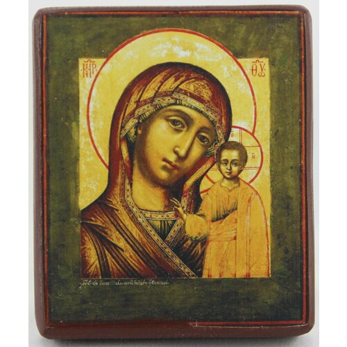 Икона Божией Матери Казанская, деревянная иконная доска, левкас, ручная работа (Art.1698Mм)