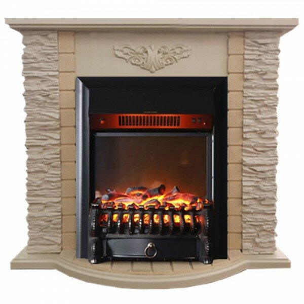 фото Электрокамин InterFlame Аспен сланец с очагом Fobos FX M Black Бежевый